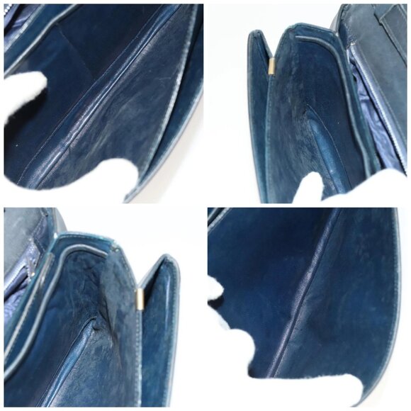 CELINE Shoulder Bag Leather Navy Gold Auth - Picture 16 of 16